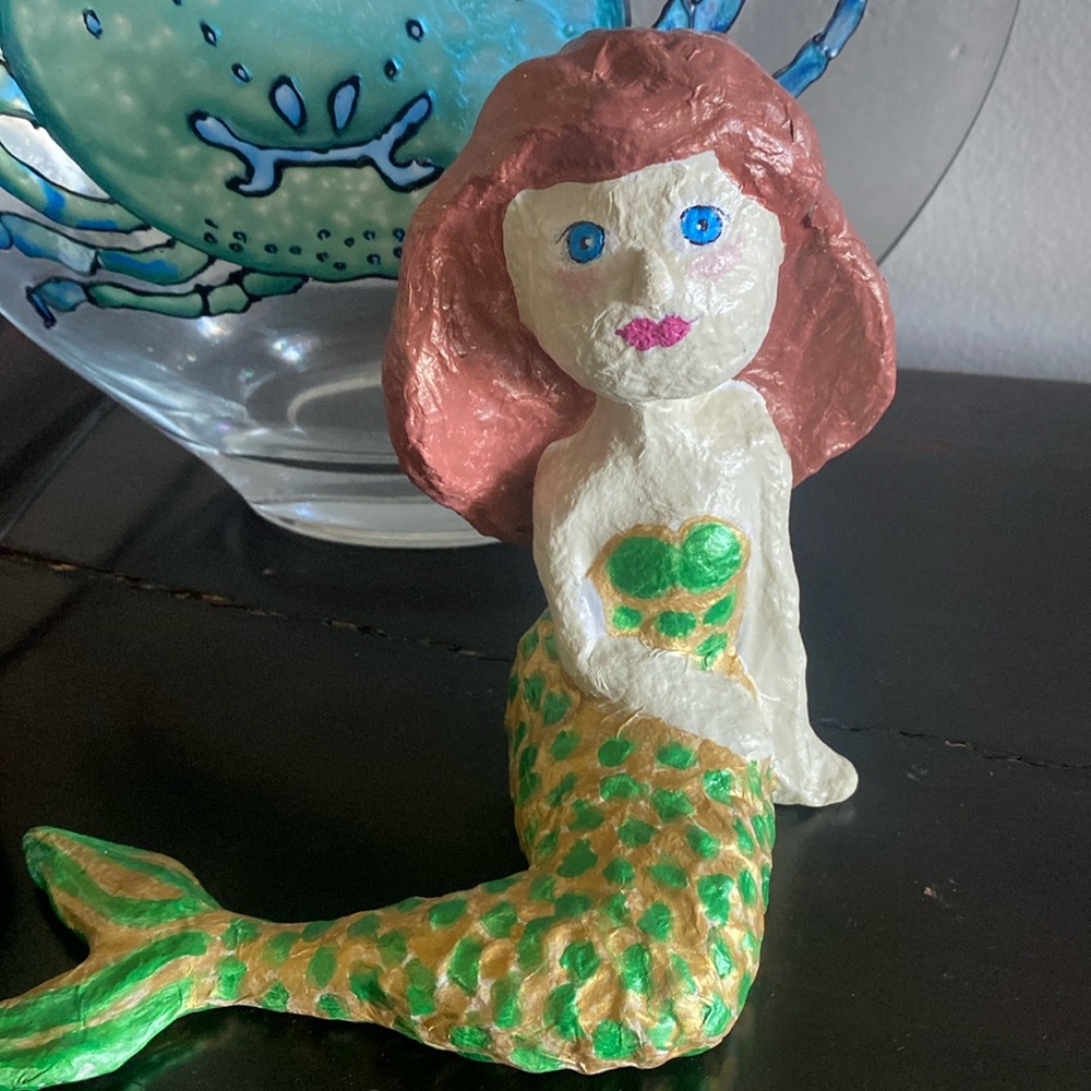 Paper Mache Mermaid Sculpture Figurine